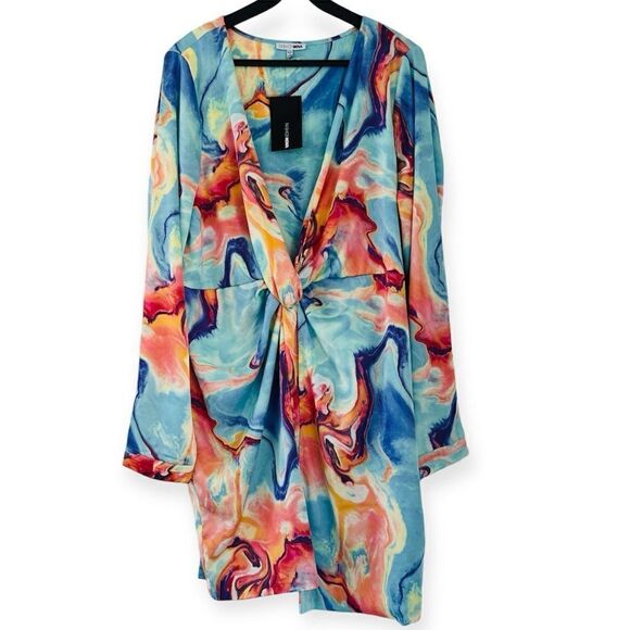 Fashion Nova Sugar Free Watercolor Mini Dress Size 2X - Picture 3 of 6